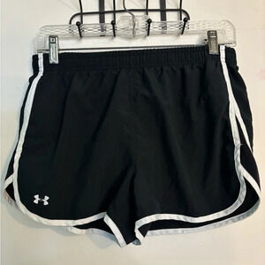 Under Armour Heat Gear Womens Sz M Lined Running Shorts Black White Elastic